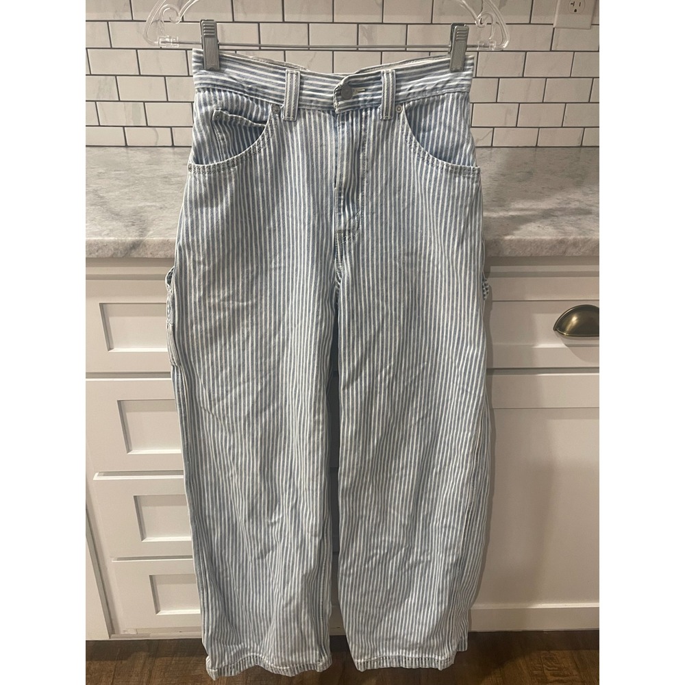 Levis Cinch Jeans Womens 24 Railroad Striped Baggy Wide Leg Carpenter Jeans